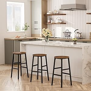 Bar Stools, Set of 2 Round Bar Chairs with Footrest, 24.4 Inch Kitchen Breakfast Bar Stools, Industrial Bar Stools, Easy Assembly, for Dining Room, Kitchen, Rustic Brown BAHR0201Z Bar Stools Set of 2 Round Bar Chairs with Footrest 244 Inch Kitchen Breakfast Bar Stools Industrial Bar Stools Easy Assembly for Dining Room Kitchen Rustic Brown BAHR0201Z