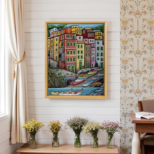 Image of 16x20 Canvas Floater Frame with 0.6 inch-0.9 inch Deep, Canvas Floating Frame for Oil Painting, Art Prints Artwork Frames(16 inchx20 inch,Gold)