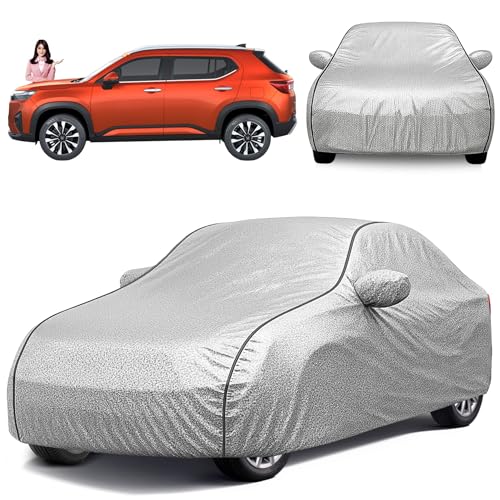 Image of Avecrew Car Cover Compatible for 100% Waterproof with Mirror Pockets, Triple Stitched Bottom Elastic Dustproof Full Body Protection Heat & UV Resistant (Silver, Elevate)