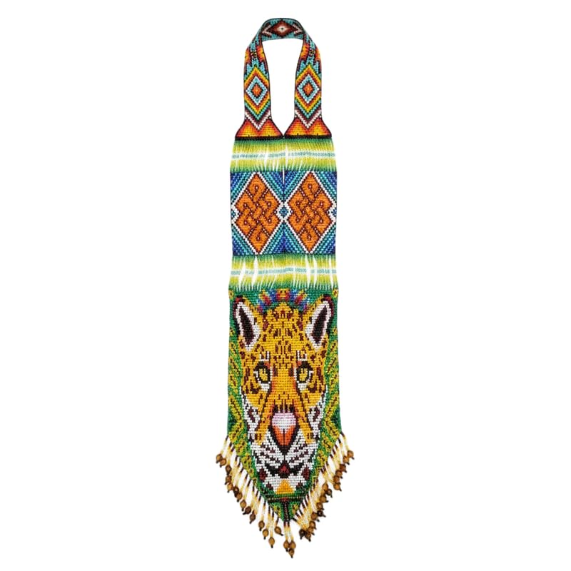 Collier perles de rocaille motif tigre bijou traditionnel ukrainien fait main LKBEADS