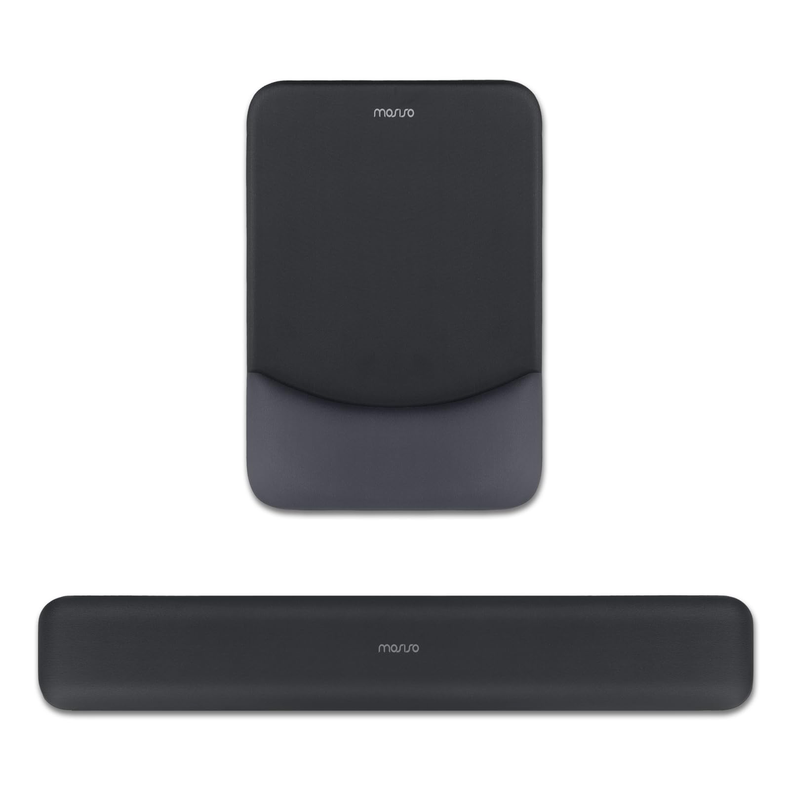 MOSISO Wrist Rest Support for Mouse Pad&Keyboard Set, Rectangular Ergonomic Mousepad Non-Slip Base Home/Office Pain Relief&Easy Typing Pad with Neoprene Cloth&Raised Curved Memory Foam, Slate Gray