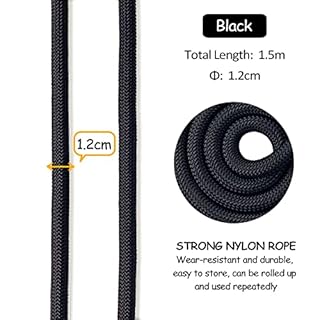 AiTodos® Guinzaglio per Cani da 1,5 m, Diametro 1,2 cm, Guinzaglio Anti-Gancio per Addestramento o Passeggiate, Adatto per Cani di Taglia Piccola, Media e Grande, Nero