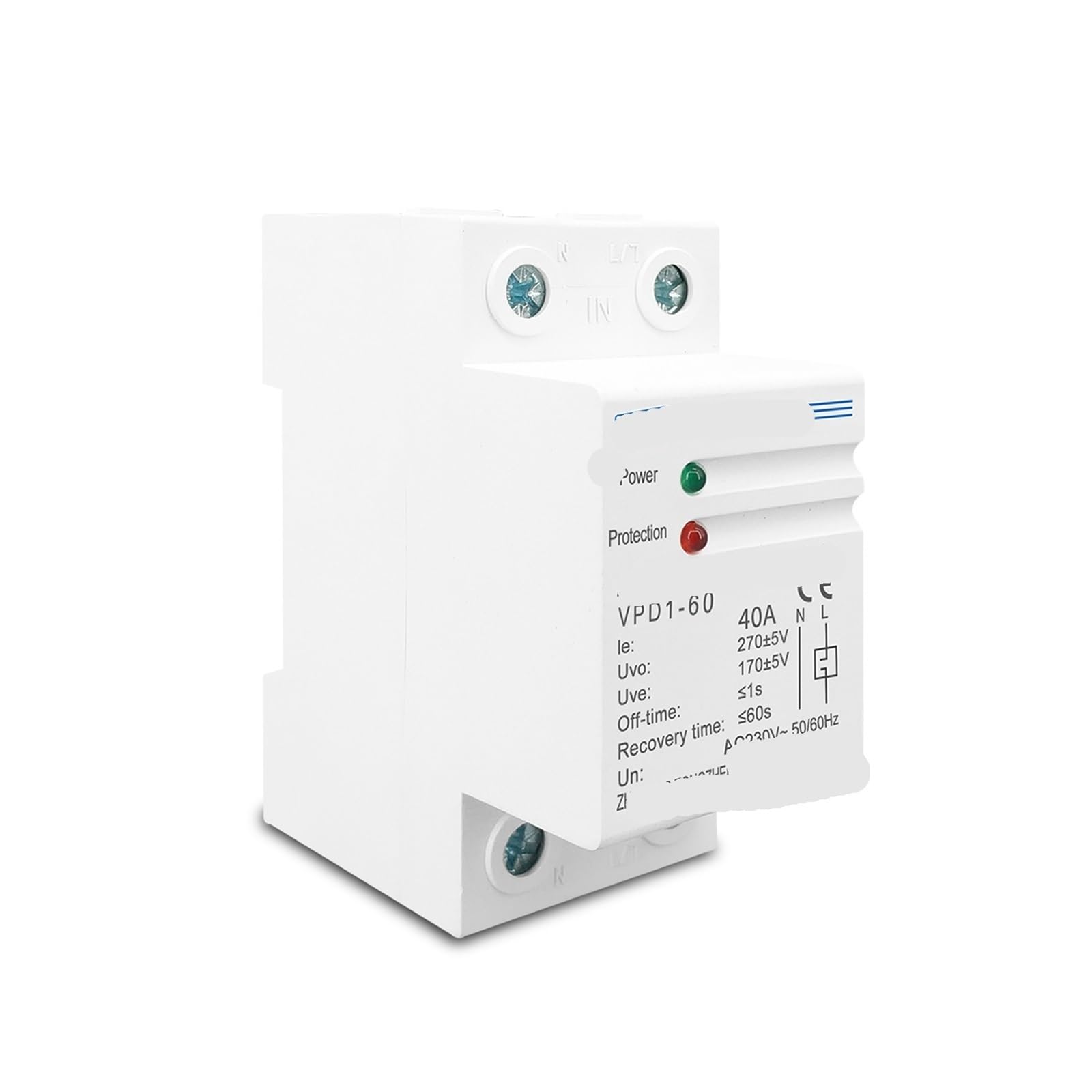 Relais de protection 60A rail Din automatique contre les surtensions et sous-tensions 230V