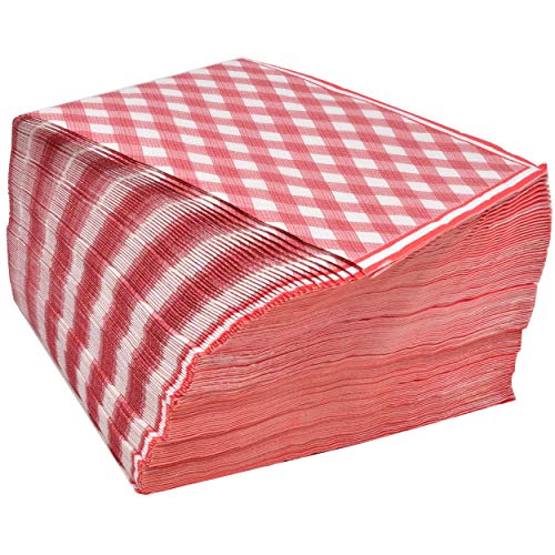 Red Gingham Party Supplies Tableware Set 50 9" Plates 50 7" Plate 100 Luncheon Napkin Disposable Dinnerware Paper Goods Red & White Gingham Checkered Plaid Picnic Barbecue Birthday Party Gift Boutique #TOP4