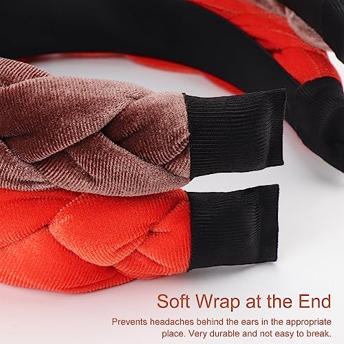 Image of DRESHOW Braided Headbands for Women Velvet Hair Hoop Elastic Criss Cross Hair Bands Accessories