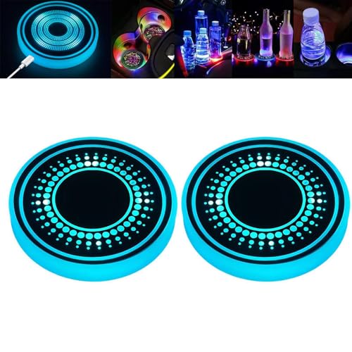 Luces LED para portavasos de carro, 2 pzas, USB recargable