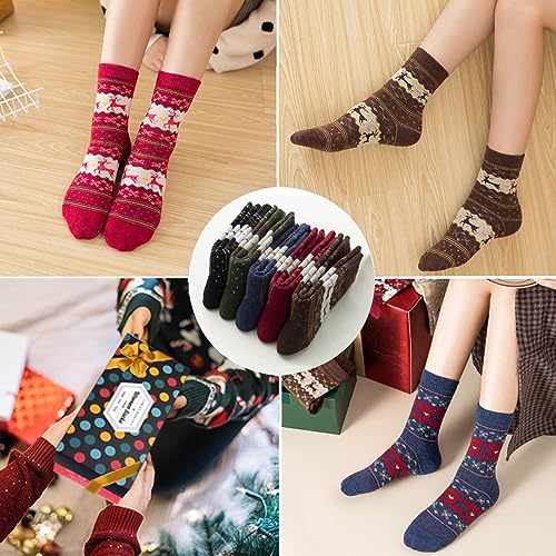 Image of ICEIVY Socks Women, Soft Knit Wool Winter Thick Warm Cabin Fuzzy Crew Women Socks 5 Pack