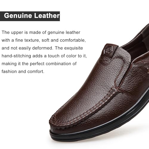Mens Slip On Leather Loafers Comfort Soft Flat Moccasins Fashion Business Casual Shoes for Daily Walking Driving Office Work2