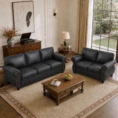 Image of Couchus 88 inchW Living Room Furniture Sets, 3-Seater&Loveseat, Grey
