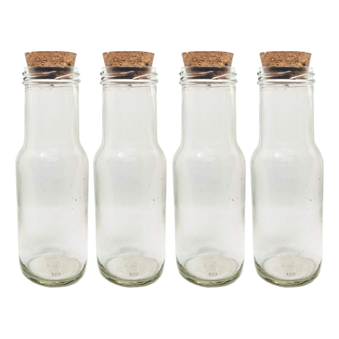 GIFTBASHPremium Round Glass Bottle(So)With Cork Lid,Pack Of 4,200Ml Each,Transparent|Bpa Free|Storage Bottle|Kitchen Organizer|Air Tight|Modular|Bottle For Shakes|Multipurpose Bottle,Beige