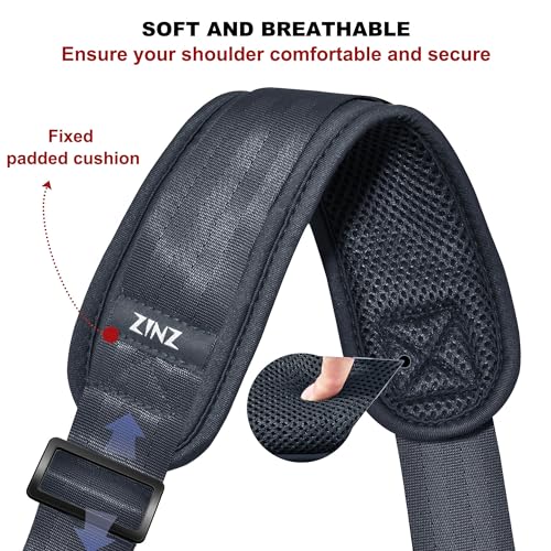 Image of ZINZ 74 inch Shoulder Strap with Fixed Pad and Dual Balanced Buckles,Dark Gray