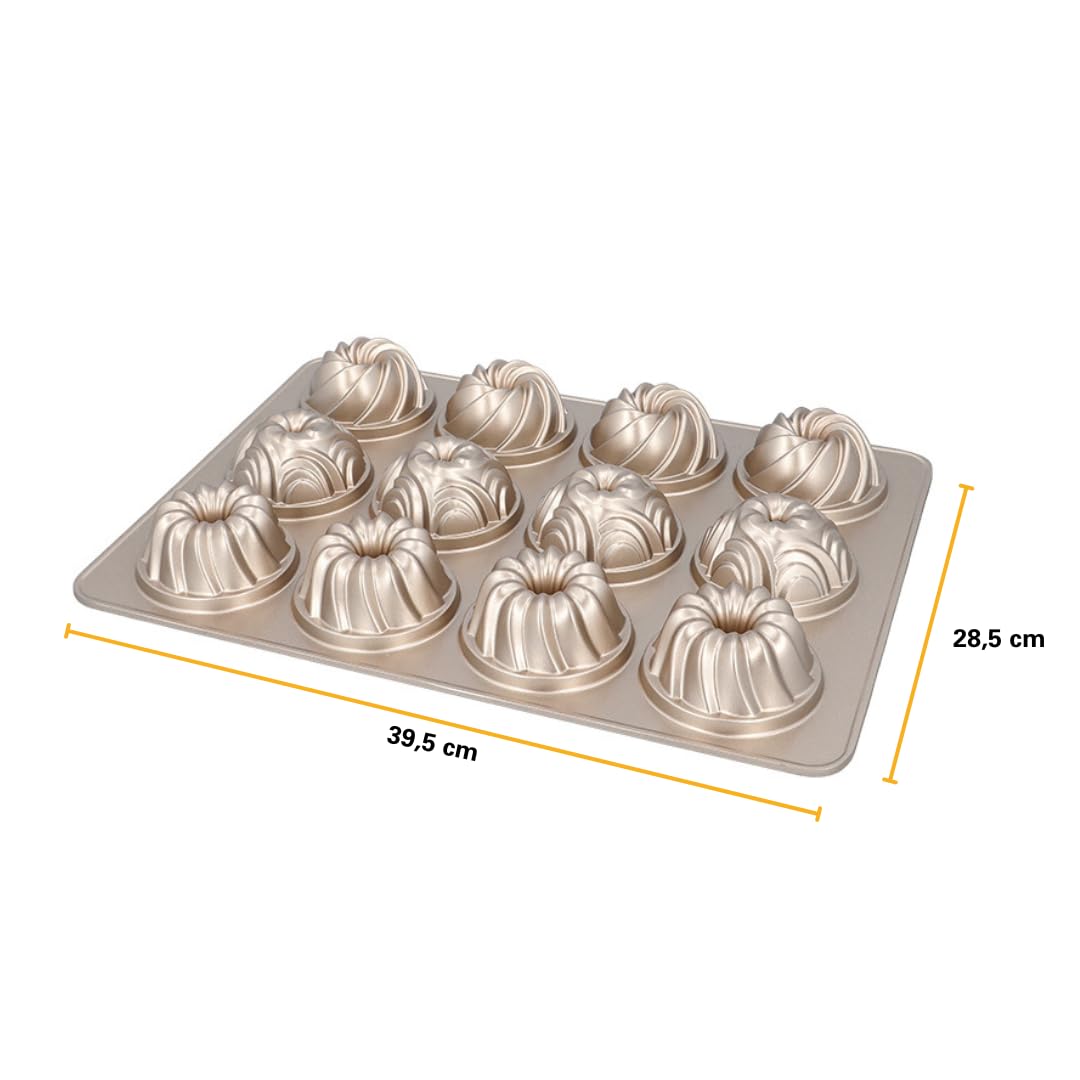 RBV Birkmann, 887077, forma do muffinek, fioletowa, odlew aluminiowy, nieprzywierająca, 12 sztuk, złota