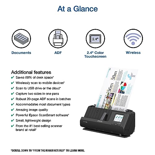 Epson Workforce ES-C380W Wireless Compact Desktop Document Scanner with 2-Sided Scanning and Auto Document Feeder (ADF) for PC and Mac - image 2