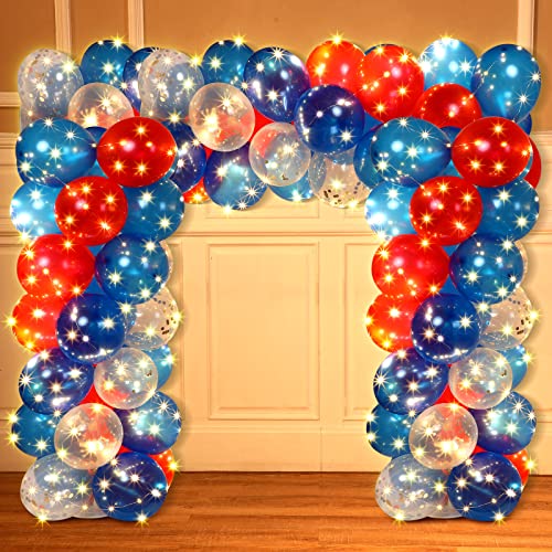 Wettarn 5.2 Feet Tall Red Blue White Balloon Arch Kit Patriotic 4Th Of July Independence Day Balloon Arch With Base Led Light Balloon 2 Set Balloon Column Kit For Independence Day Party Supplies Decor #TOP23