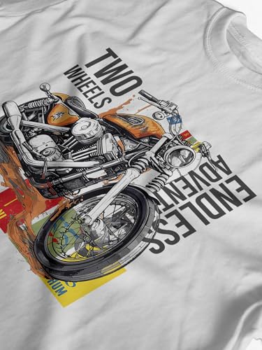 Image of XENOVAURBAN Men's Regular Fit Biker Printed Round Neck Cotton T-Shirt | Graphic Printed Casual Wear Unisex Fit XS to 3XL Tshirt RN-Bike