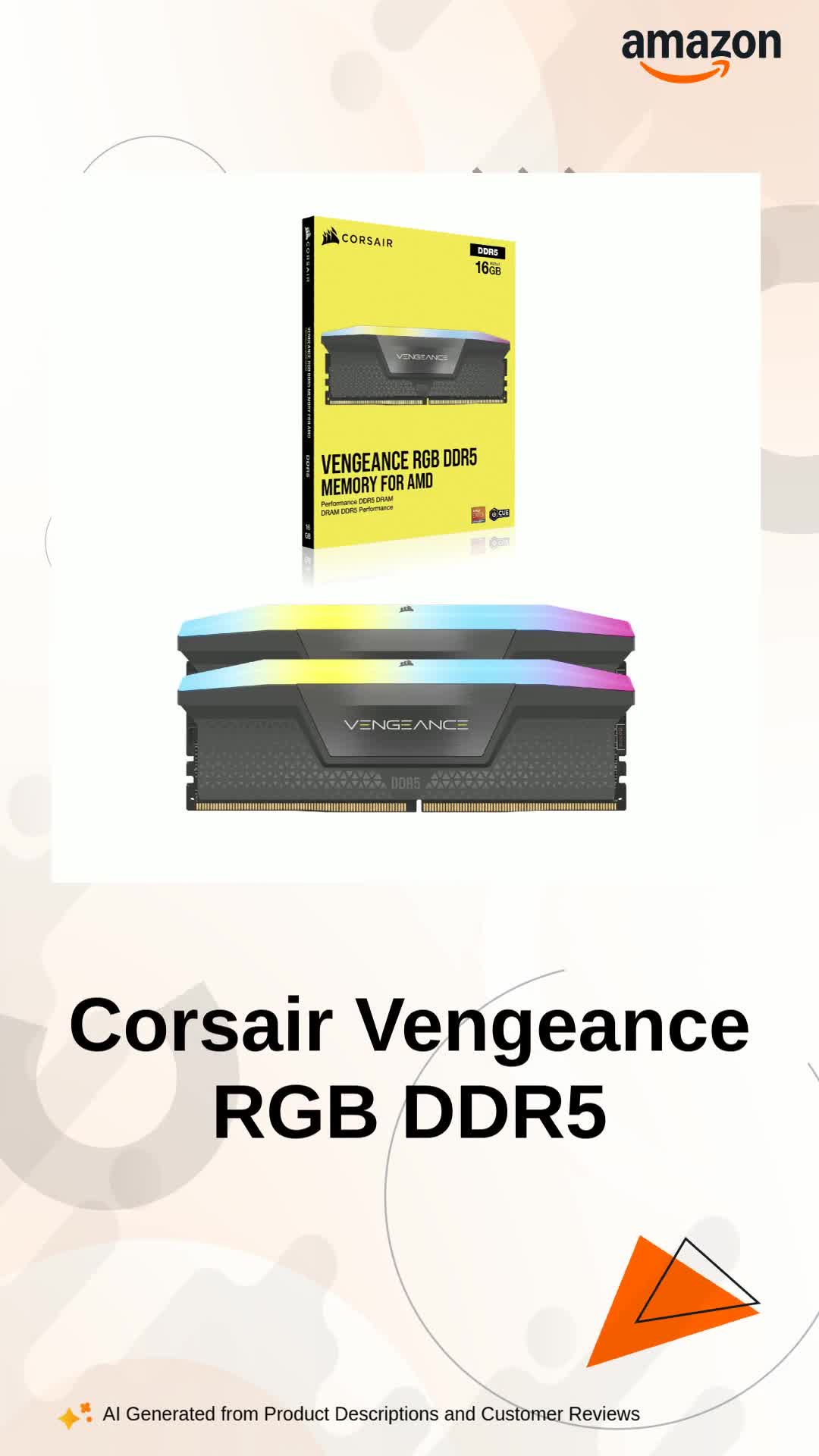 CORSAIR Vengeance RGB DDR5 RAM 32GB (2x16GB) 6000MHz CL36