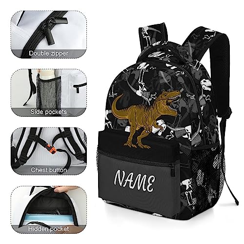 Custom Dinosaur Skull T-Rex Backpack for Kids Boys Girls Personalized Name Text Children Backpack School Bag Customized Daypack Schoolbag for Student Bookbag3
