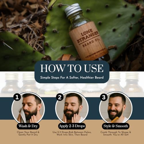 Image of TBB Lone Stranger Classic Beard Oil - Amber, Coffee, Clove & Coriander Scent - Premium Conditioning Oil for Soft, Healthy Beards, 1 oz