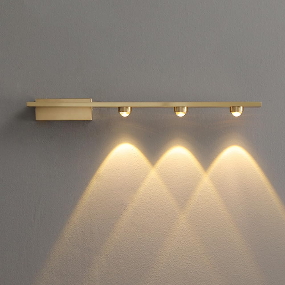 SXECAEPS Nordic Modern Led Wall Sconce Hardwired Indoor Lamp, Brushed Brass Lighting Fixtures, 3000K Warm Light Mounted for Bedroom Bedside