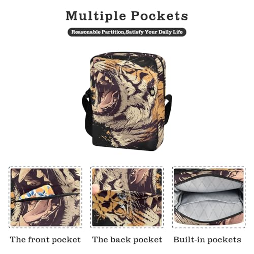 Roaring Tigers men's messenger bag men shoulder bag Cross Body Purses Adjustable Strap for outdoor sports outdoor sports2