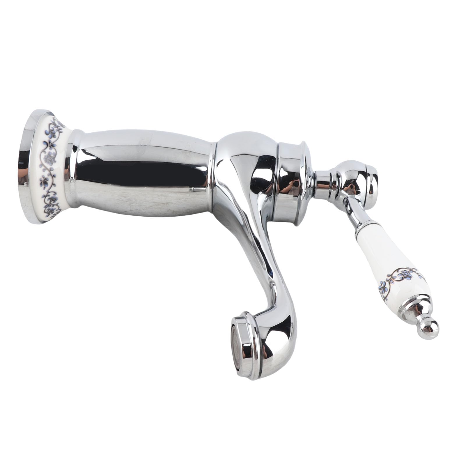 Rubinetto Miscelatore Monocomando Vintage per Lavabo Bagno con Design Floreale Cromato Acqua Calda Fredda
