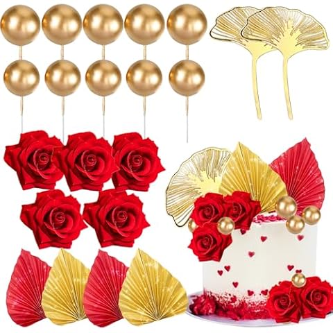 MEMOVAN Red Rose Cake Topper Set Cover