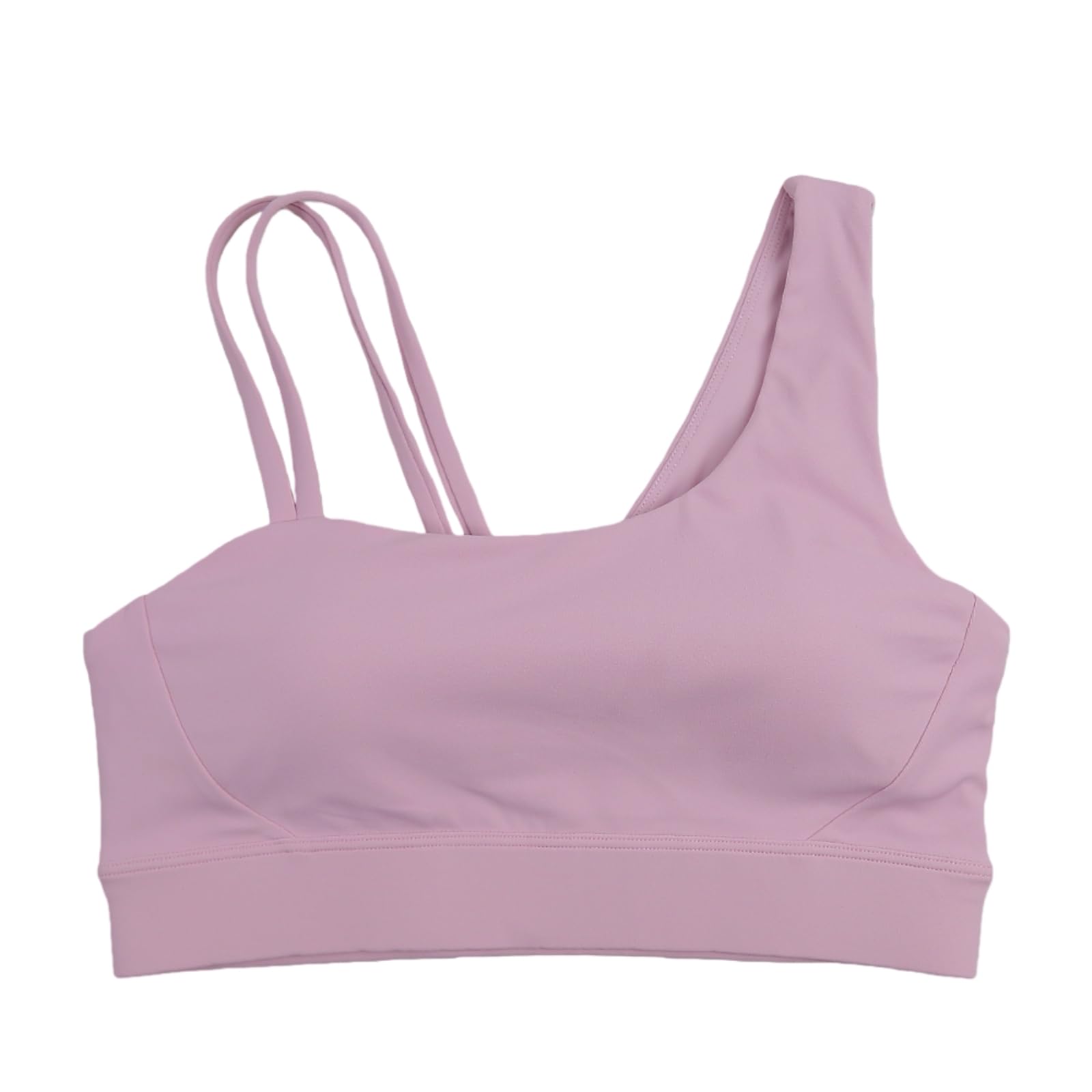Sujetador Yoga Gimnasio Ejercicio Mujeres Asimétrico Correa De Hombro Extraíble Alfombra Pecho Deportivo-Pink -l