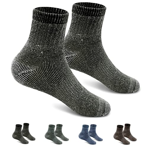 Vihir Merino Wolle Socken Herren & Damen Wandersocken 4 Paar, 80% Merinowolle zum Stricken Trekkingsocken zum Wandern Laufen & Rennradfahren Socken, Wollsocken Business & Freizeit, Atmungsaktiv,Warm