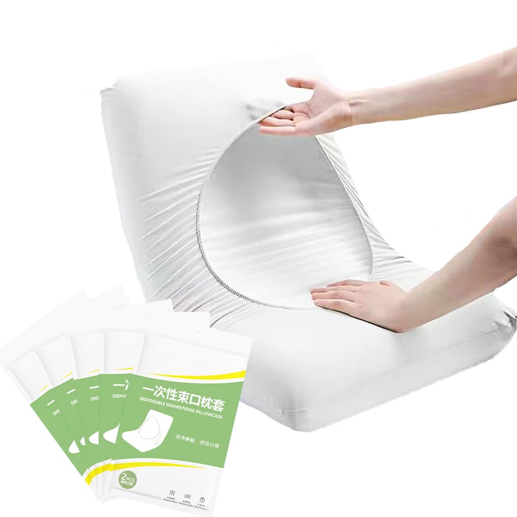 Goodern Disposable Pillowcases,10 Pcs Travel Single Use Pillow Covers,Non Woven Pillow Case Covers Individually Wrapped,Portable Pillow Sheets for Business Trips Hotels Bedding Supplies-White