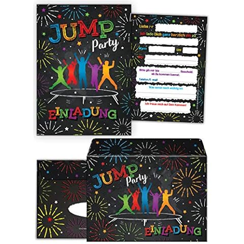 12 Einladungskarten inc. 12 Umschläge zum Kindergeburtstag Jump Trampolin Mädchen Junge Einladungen Geburtstag thumbnail