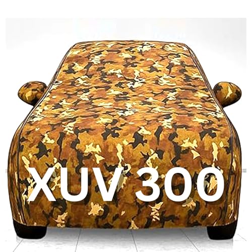 Image of 100% Waterproof Car Cover for XUV 300 UV Protection, Dustproof, Windproof | Custom Fit with Mirror Pockets, Belt & Buckle | All Weather Outdoor Body Cover(Jungle)