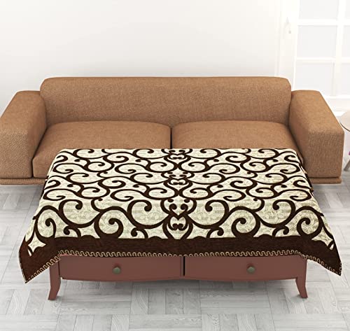 Image of SAWNA Homes 5 Seater Sofa Set with Center Table Cover for Living Comfort - 3 and 2 Seater Arm Cover Set for Home Sofa Couch - 16 Pcs Chenille Slip Cover for Furniture Protector, Coffee