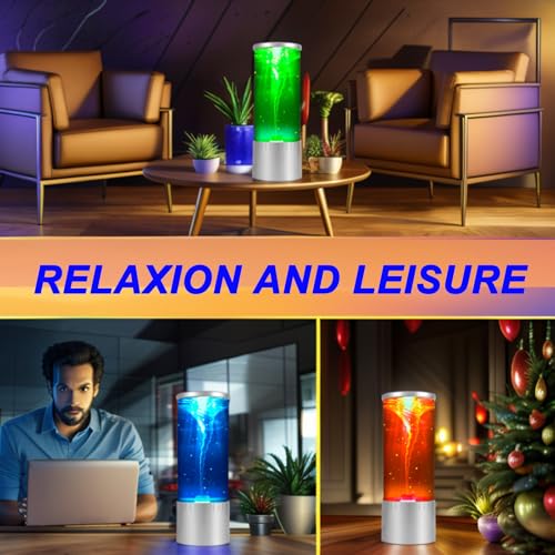 Image of Tornado Lamp Twister Hurricane Relaxing Liquid Motion Led Night Lighting 7 Colors Automatic Dimming USB Cable Powered for Women Kids Birthday Gift Party Home Living Room Decor