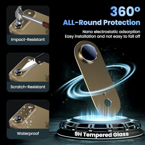 Image of Uyiton Compatible with iPhone Air Camera Lens Protector - [Not Easy to Break][Strong Adsorption][Case-Friendly] Metal Tempered Glass Rear Camera Screen Cover - Brown