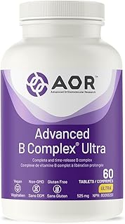 AOR - Advanced B Complex Ultra 525mg, 60 Tablets - B Complex Vitamin Supplement for Mood Support, Heart Health and Brain Health Supplement for Adults - Time-Release Vitamin B Complex Capsules