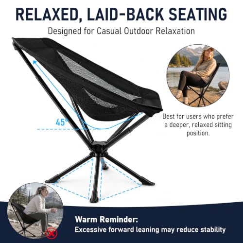 Silla de Camping Giratoria 360°, Asiento Plegable Portátil con Bolsa de Transporte miniatura 3