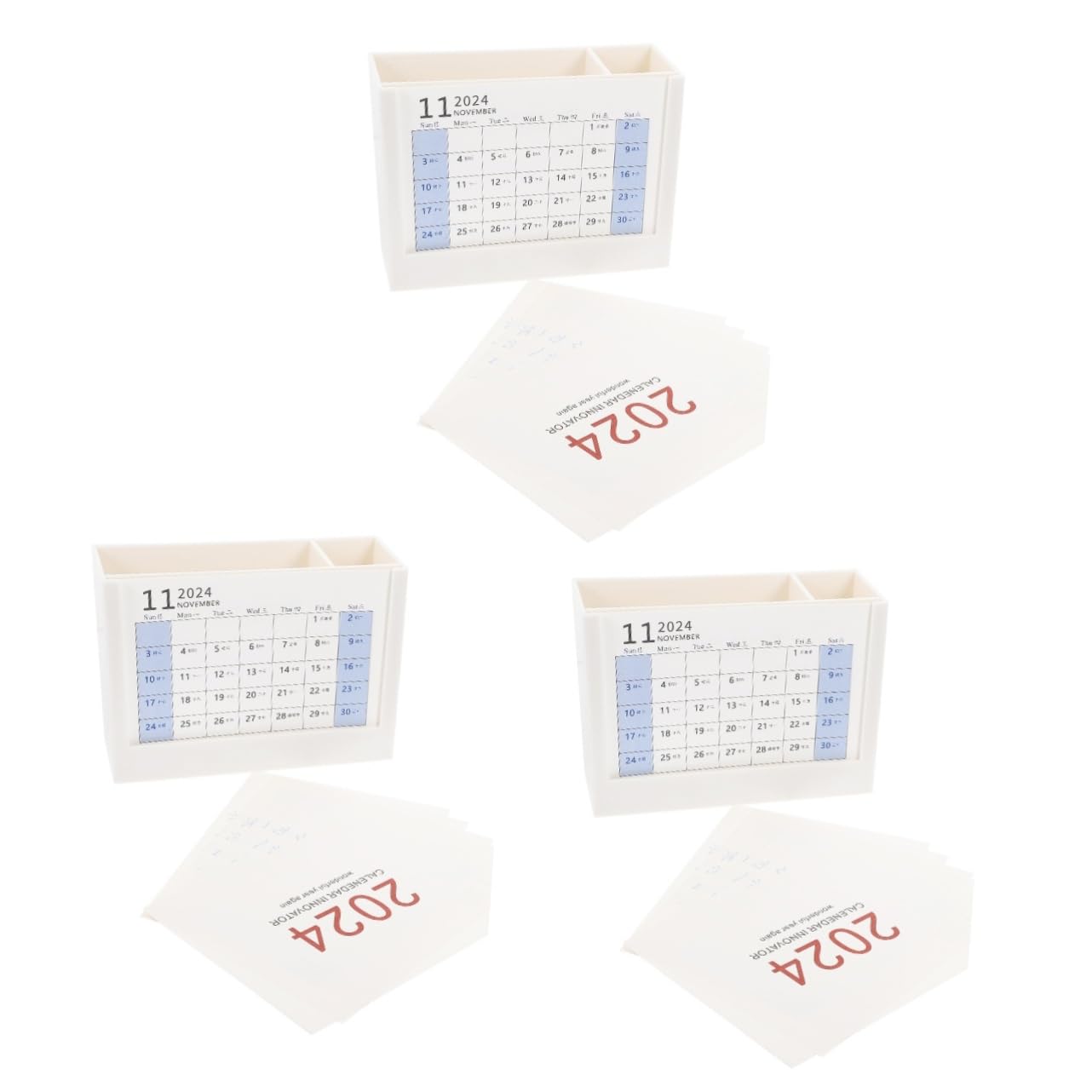 Porte-crayon multifonctionnel TEHAUX, lot de 3 organisateurs de bureau avec calendrier intégré
