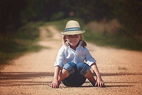 PEAK 2 PEAK Unisex Kids Straw Trilby Fedora Cap Felt Fedora Hat Short Brim Sunhat4