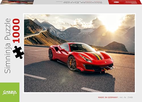 Simninja Puzzle 1000 Teile Roter Italienischer Supersportwagen Anspruchsvolles Auto Puzzle für Erwachsene und Jugendliche ab 14 Jahren