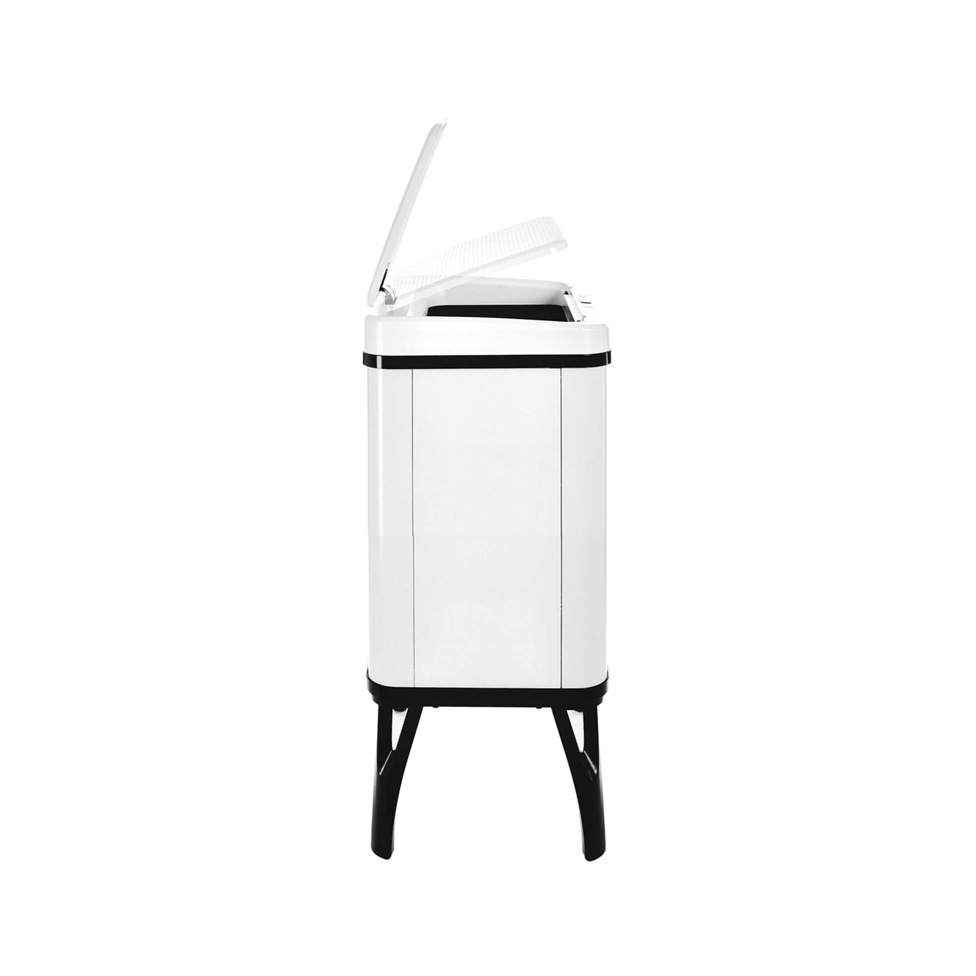 Well Home Poubelle intelligente pour recyclage avec ouverture automatique et contact manuel 15 l + 15 l 35,5 x 26 x 60 cm Blanc