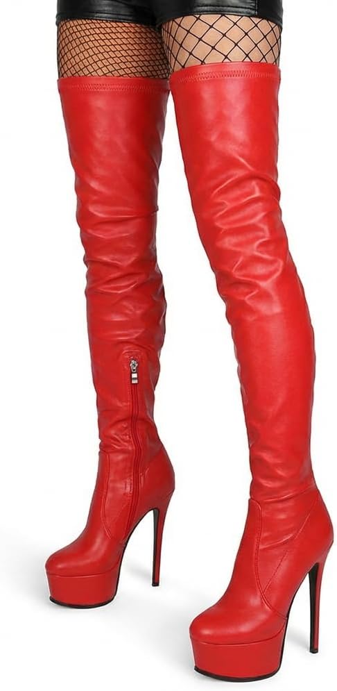 Over the Knee Boots,Women's Thigh High boots Stiletto Heel Zipper Round Toe Boots Unisex Party Boots