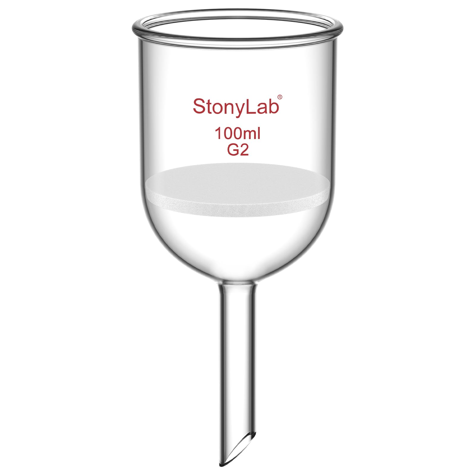 StonyLab borokrzemowy szklany lejek filtrujący ze średnim fretem (G2), średnica wewnętrzna 56 mm, głębokość 60 mm (100 ml)