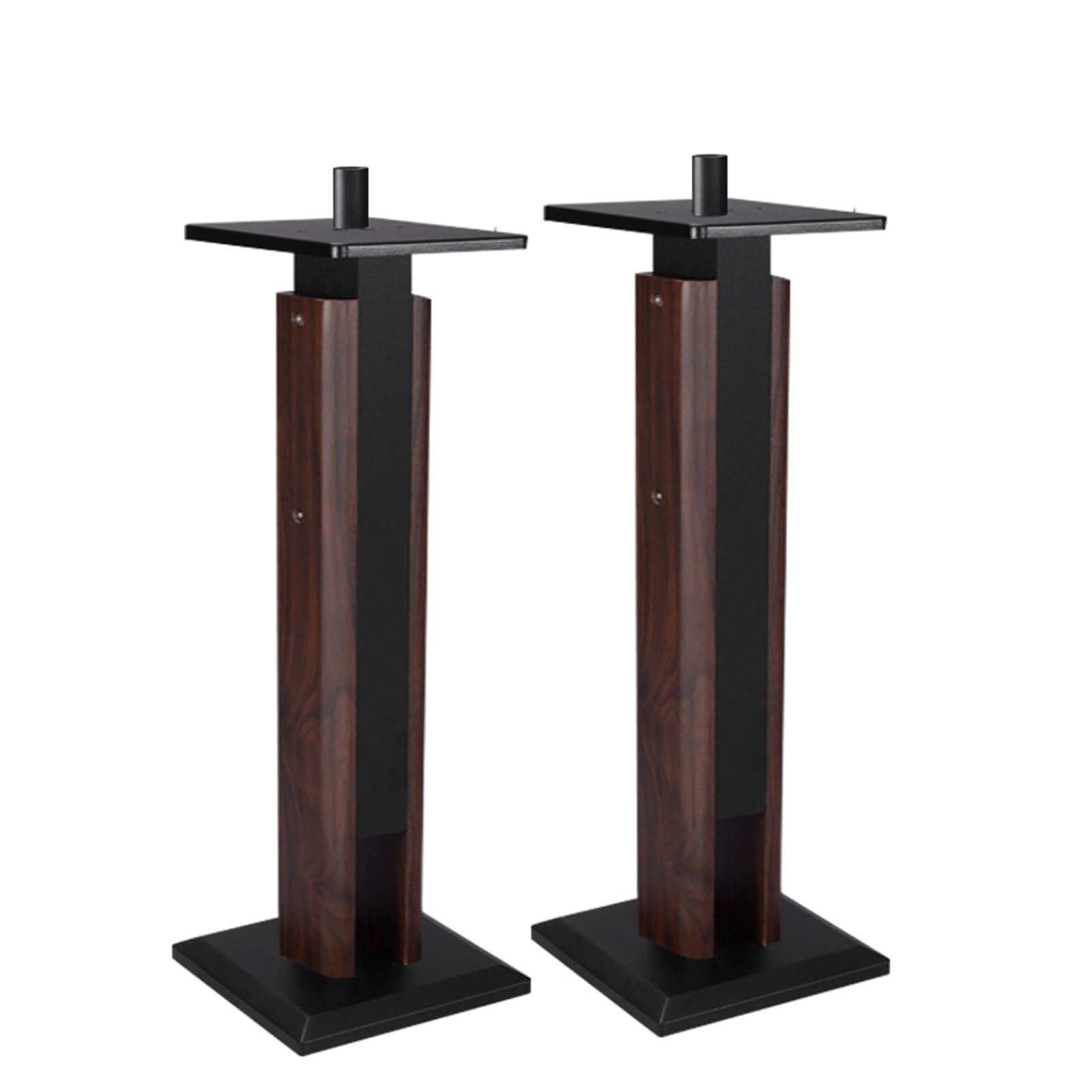 Regulowane uniwersalne stojaki na głośniki, para uchwytów audio z drewna orzechowego, stojaki na głośniki z redukcją szumów wibracji, do kina domowego (wysokość 65 cm)