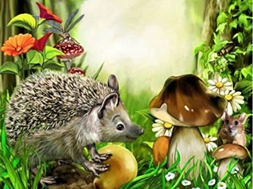Broderie diamant 5D champignon hérisson pour embellir votre décoration murale de salon