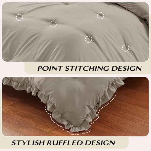 Image of HARBOREST King Comforter Set Linen - Ruffle Comforter for King Size Bed, Fluffy King Size Comforter Set for All Seasons, 3 Pieces (1 Comforter & 2 Pillow Shams)