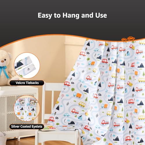 Image of Amazon Basics - Kids Room Darkening Digital Printed Window Curtains, 80-85% Room Darkening | 5 Feet |Set of 2| Digital Print | Kids Curtain |for Living Room and Bedroom | 115cmx 150cm, Design-Car