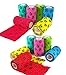 4 Inch Vet Wrap Tape Bulk (Black Paw Prints on Yellow, Red, Teal, Blue, Neon Green, and Neon Pink) (Pack of 24) Self Adhesive Adherent Adhering Flex Bandage Grip Roll for Dog Cat Pet