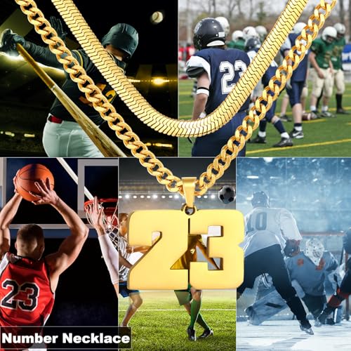 Number Necklace for Boys Athlete Kids Number Chain 00-100 Layered Necklace for Men Stainless Steel Number Charm Pendant Baseball Football Basketball Necklaces for Boys Gifts3