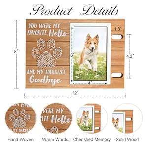 Dog Memorial Gifts for Loss of Dog, Wooden Pet Memorial Collar Frame for 4x6in Photo – Pet Sympathy Gifts for Dogs – Loss of Dog Sympathy Gift – Thoughtful Cats and Dog Memorial Picture Frame