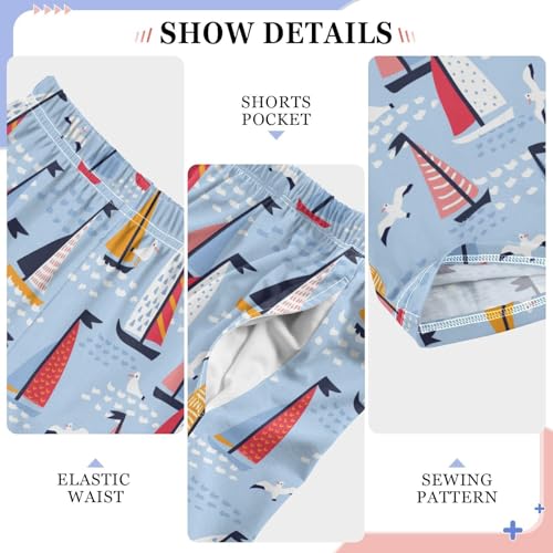 ZZXXB Sailboat Boys Long Pants Soft Trousers Elastic Waist Kids Lounge Bottoms with Pockets S-XL4